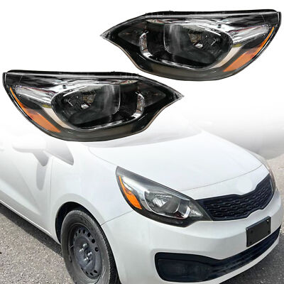 For 2018 2023 Kia Rio Sedan Halogen Headlight Assembly Left Right Pair Set 2pc