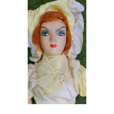 Antique French Boudoir Doll Hand PAINTED EYES & LIPS Rare French Doll