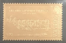 Timbre de La Dominique en OR 23 carats, thème : Avion, 16$