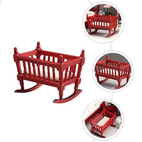 Holzsimulierung Cradle Kind Baby Entzückendes Wiegenmodell Kinder Accessoire - 第 2/12 張圖片