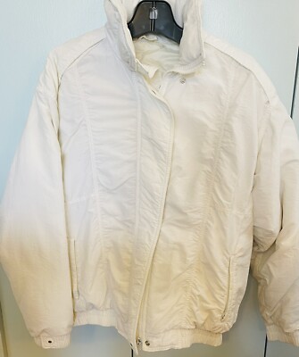 Vintage CB Sports Insulated 2 Pc White Snowsuit Women s Size L Top Size 12 Pants