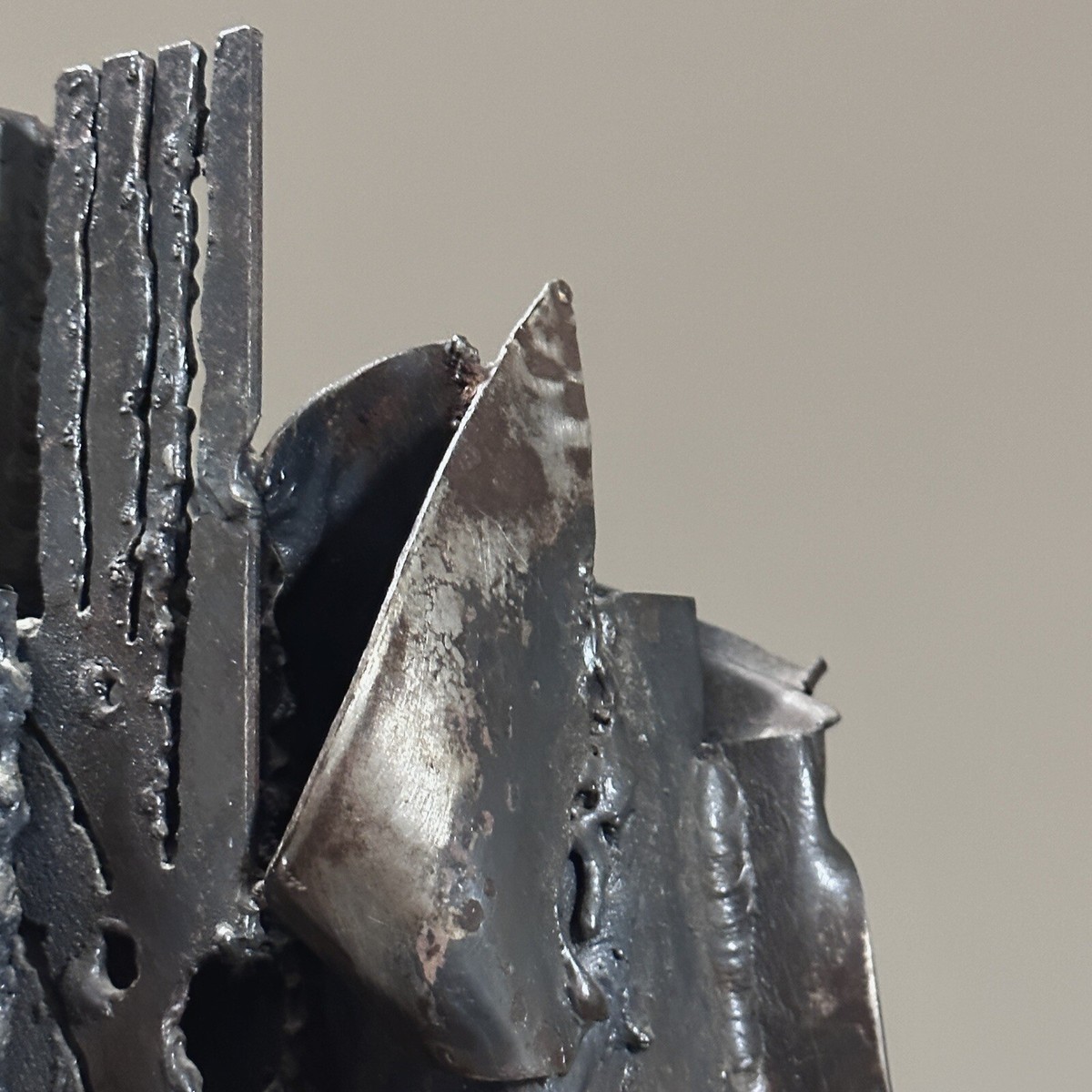 USED/スチール製 ハンド ウォールアート ポストモダン インダストリアル Vintage Abstract Brutalist Welded Mixed Metal Sculpture/John
