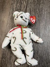 -Q TY BEANIE BABY BABIES WITH TAG TEDDY BEAR CHRISTMAS HOLIDAY CAND-E CANDY CANE