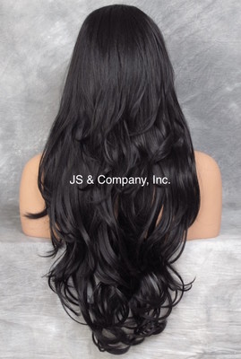 Heat OK Human Hair Blend Full Lace Front WIG Long Wavy Off Black WBKM 1B NWT
