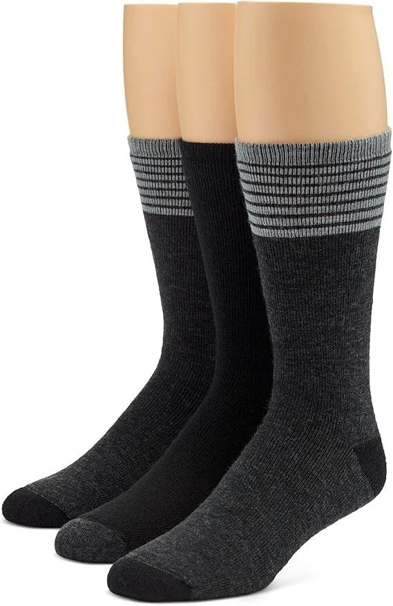 Burlington Men's Cushioned Merino Wool (66%) Blend Crew Socks 6 pair size 6-12