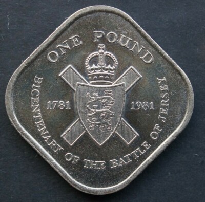 Selten - Quadratische £1 Münze - £1 Pound 1981 Jersey Square £1 Münze