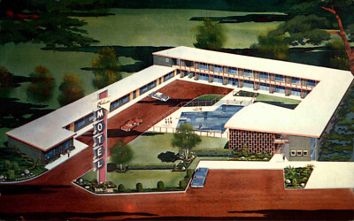 Mountain Home Idaho Hilander Motel color Postcard America Amerika USA ~1960/70
