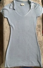 Freshman 1996 Knit Sweater Dress XL Blue Short Sleeve V-Neck