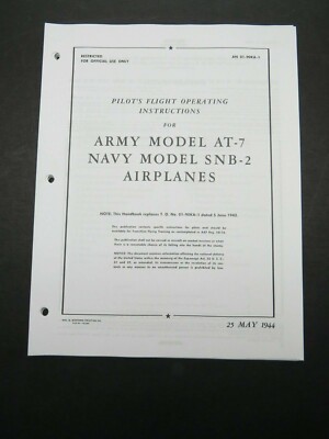 1944 AAF Beech AT-7 USN SNB-2 Navigator Aircraft Pilot's Flight Operating Manual
