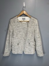 Pure Collection Women’s Boucle Tweed Jacket Blazer Black White Size UK 16 Biker