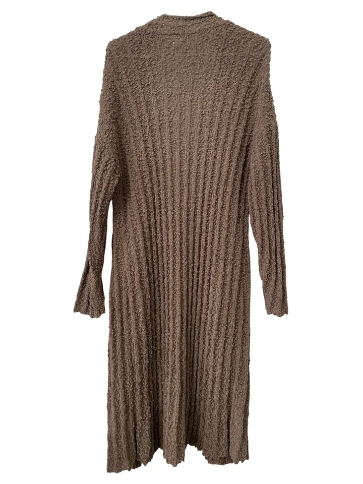 Cardigã feminino BKE pipoca frente aberta espanador médio longo aconchegante malha neutra - Imagem 2 de 4