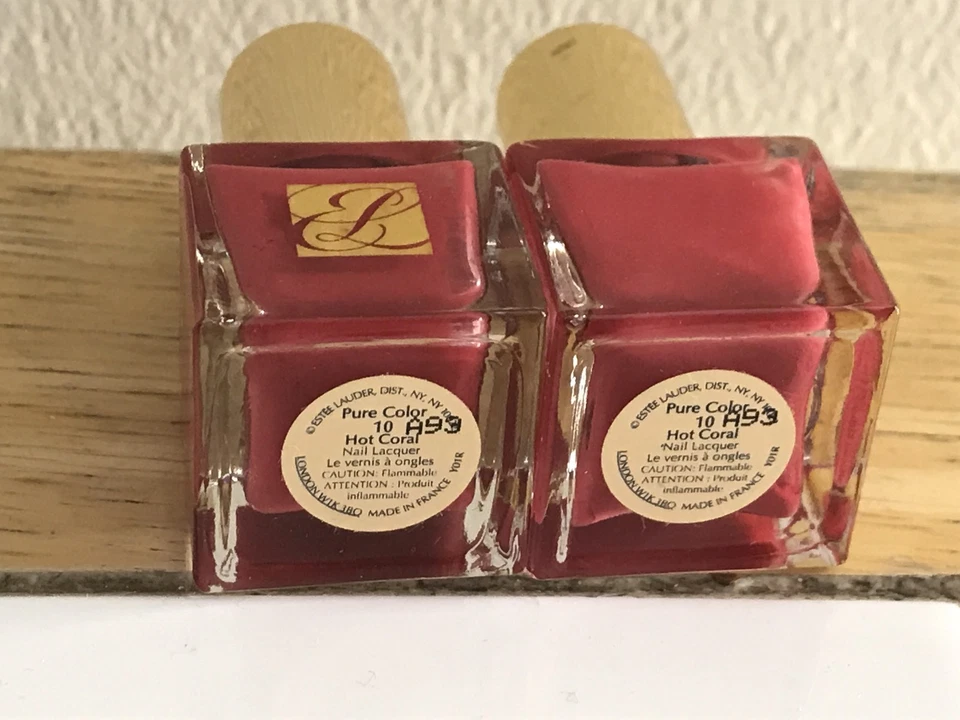 2 x ESTEE LAUDER 纯色 NAIL LACQUER 10 热珊瑚 0.17 盎司每件 100% 正品 — 第 3/3 张图片