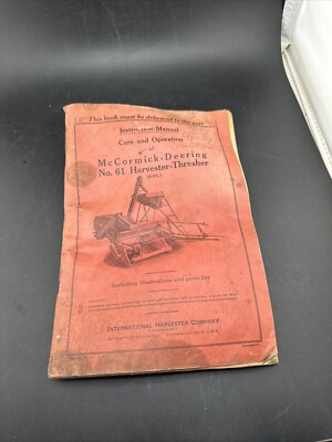 1939 McCormick-Deering No. 61 Harvester-Thresher Instructions & Parts Manual