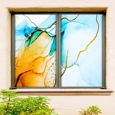3D Abstract 19196NAO Window Film Print Sticker Cling Stained Glass UV Block Fa