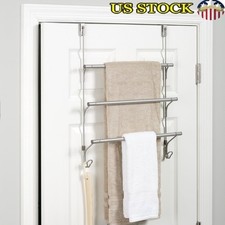 Over the Door Towel Rack 3 Tier Metal Holder W/ Hooks Bathroom Storage New