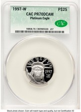1997-W Proof Platinum Eagle 1/4 oz Non Designation CACG PR70 3328.00 per troy oz
