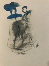 Very Beautiful Drawing 1970 Lavis Ink Portrait Woman Expressionist Annie Perinals