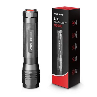 High-Powered LED Flashlight S3000, Super Bright, IP67, 3 Modes, Zoomable, Cam...
