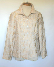 New ADDITIONS by CHICO'S Beige Gold Silky Floral Brocade Blazer Jacket Sz 0 S/M
