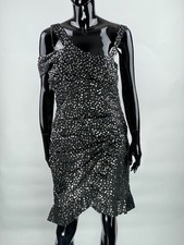 Isabel Marant Asymmetric Dress Becky Black Sequins Silk Organza Size 42
