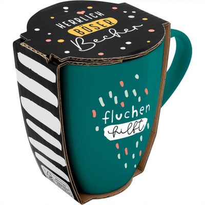 Tasse mit Motivdruck fluchen hilft , mit Banderole | Sheepworld Ag | HAPPYLIFE