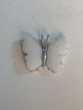Sterling Silver Butterfly Opal Pendant Necklace