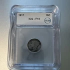 1917 Mercury Dime ICG F15 Circulated Business Strike Silver 10C Certified Coin