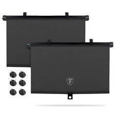 2 Pack Retractable Automotive Sunshade Car Window Sunshades - Blocks 99 Black