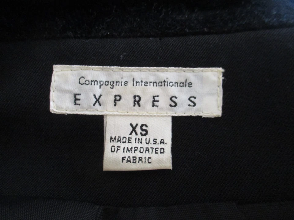 Chaqueta Blazer Abrigo Vestido Vintage Años 80 90 Express Ecuestre Larga Montar XS Negro Foto 4 de 4