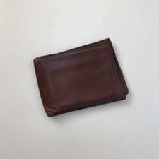 Bosca Men's Leather Wallet READ Brown ID Passcase Bifold Wallet