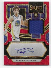 BRANDIN PODZIEMSKI 2023-24 NBA Select RC RED AUTO / JERSEY PRIZM SP Warriors