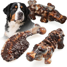 Durable Dog Chew Toys for Aggressive Chewers - 3 Pack with Bacon Flavor for Dogs