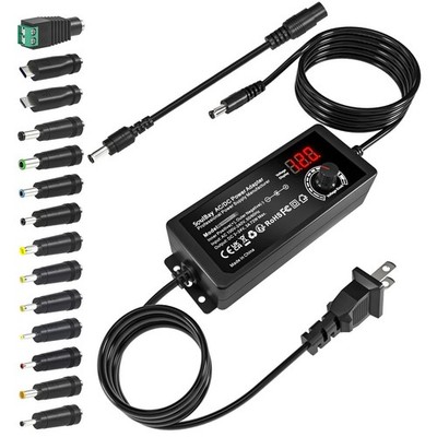 Universal AC DC Power Supply Adapter 72W 3V to 24V Output with Adjustable Vol...