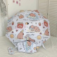 Cute Dual-use Capybara Umbrella Folding Automatic Sunshade Umbrella 8 Ribs Folda