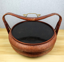 Antique Chinese Basket Bamboo and Rattan Covered Dragon Decor w/Extra Piece