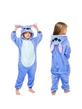 Lilo and Stitch Disney Girls Pajamas Size 4-12 One Piece Union Suit Hood Costume