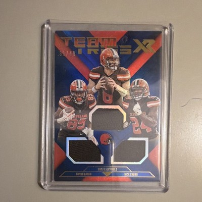 Panini 2019 XR Team Trios #TT-CB Mem /49 Browns Njoku Mayfield Chubb NFL