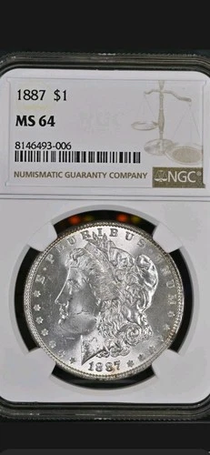Morgan Dollar 1887 Philadelphia $1 Silver NGC MS64 Uncirculated Business KM#110
