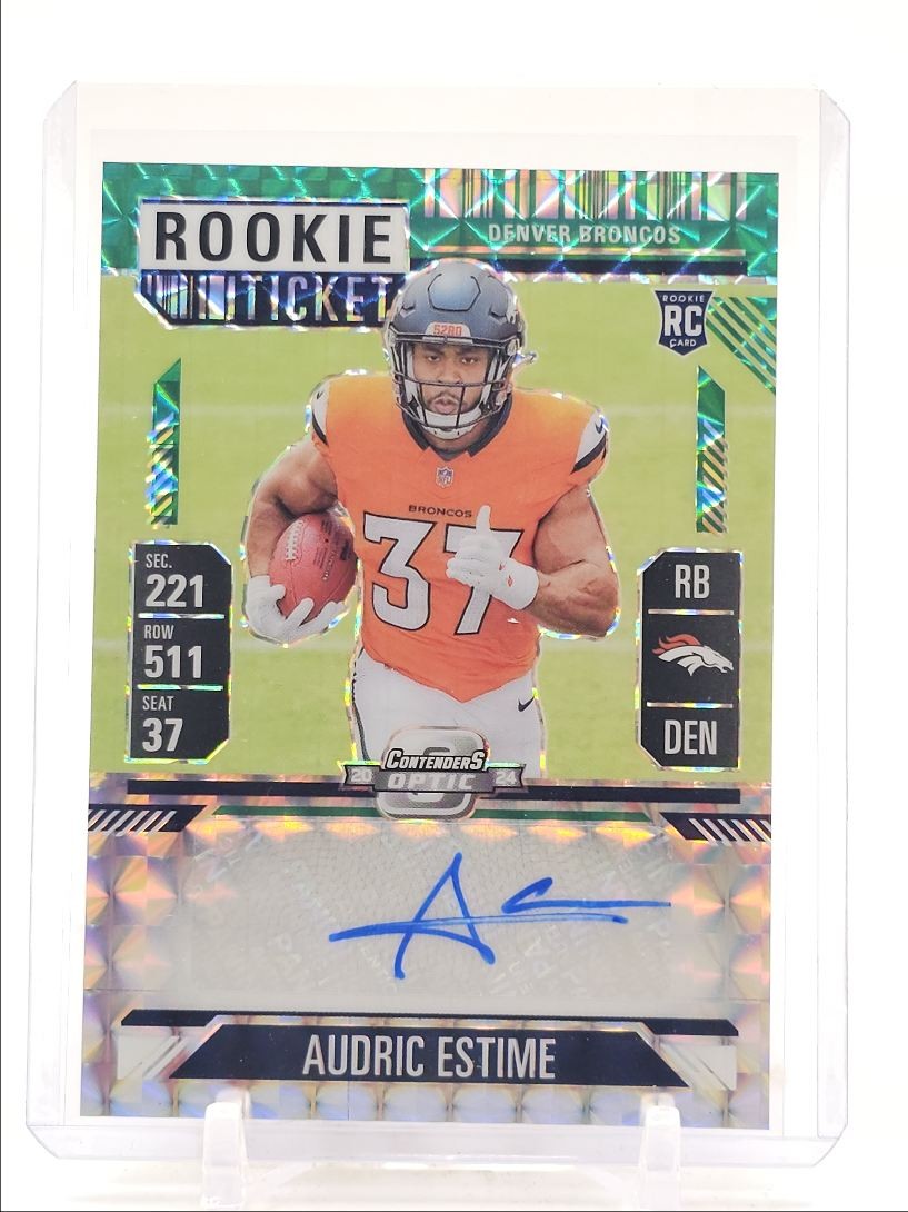 Audric Estime Panini Zenith Contenders Optic Rookie Ticket Rps Preview Autographs #PREAES Green