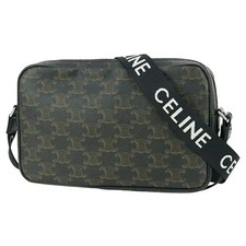 CELINE Medium Messenger TRIOMPHE Coating canvas Black Brown Shoulder bag Women