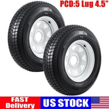 2 Pack 5 Lug 205 75 14 Inch Trailer Wheelsrims And Tires St20575d14 4.5 Pcd
