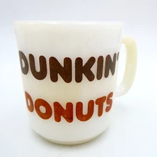 Glasbake Dunkin Donuts Mug Milk Glass 10oz Logo Store Shop Coffee Vintage 1970s