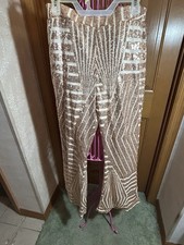 Light Gold Sequin Bell Bottom Flare Dress Pants