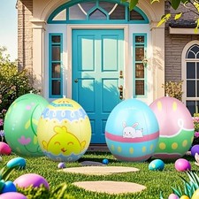 4 Packs 24 Inch Inflatable Easter Eggs Outdoor PVC Inflatable Hanging Eggs 4pcs