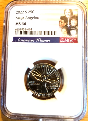 2022 S NGC MS66 MAYA ANGELOU AMERICAN WOMEN QUARTER