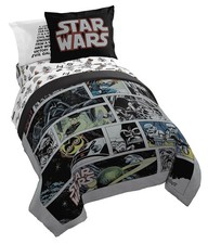 Star Wars Comic Book Twin Size Comforter Set - 5 Piece Bedding Includes Sheet...