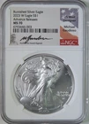 2023 W Burnished American Silver Eagle Advance Releases Gaudioso Signed NGC MS70