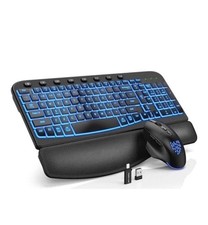 SABLUTE Ergonomic Wireless Keyboard and Mouse Combo - Wave Keyboard W Leather