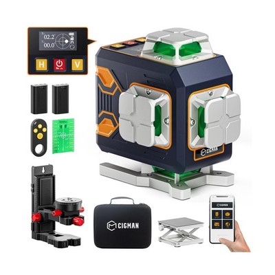 CIGMAN 4x360° 16 Lines Laser Level with Remote&APP Control, Green Self Leve