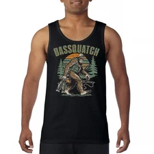 Bassquatch Bigfoot Fishing Tank Top Funny Sasquatch Camping 4th July Men's Top
